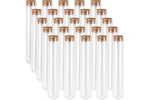DEPEPE 25pcs 50ml Glass Test Tubes 25 x 140mm with Cork Stoppers for Bath Salt Candy Storage Science Lab Party