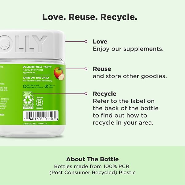OLLY METABOLISM GUMMY RINGS, APPLE CIDER VINEGAR, VITAMIN B12, CHROMIUM, ENERGY AND DIGESTIVE HEALTH, CHEWABLE SUPPLEMENT, APPLE FLAVOR – 30 COUNT