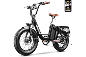 EUY Electric Bike for Adults,1500W Motor Peak 48V 20AH Removable Battery,30MPH Ebike, 20" x 4.0 Fat Tire Electric Bike Commuter Beach Snow Bicycle,7-Speed,Dual Shock Absorber