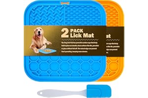 MooonGem 2 PCS Lick Mat for Dogs, Slow Feeder Licking Mat, Anxiety Relief Lick Pad with Suction Cups for Peanut Butter Food Treats Yogurt, Pets Bathing Grooming Training Calming Dog Bowl Mat