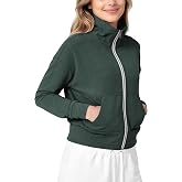 ODODOS Women's Stand Collar Full Zip Jacket - Ultra Soft odSTRATUM Tech Everyday Performance Outerwear with Pockets, UPF 50+