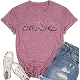 Women Cute Dinosaurs Graphic Tees Girls Short Sleeve Casual Crew Neck Tshirt Tops