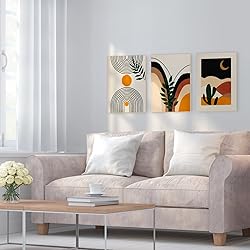 puthiac Boho Wall Art Posters - Set of 3 Framed