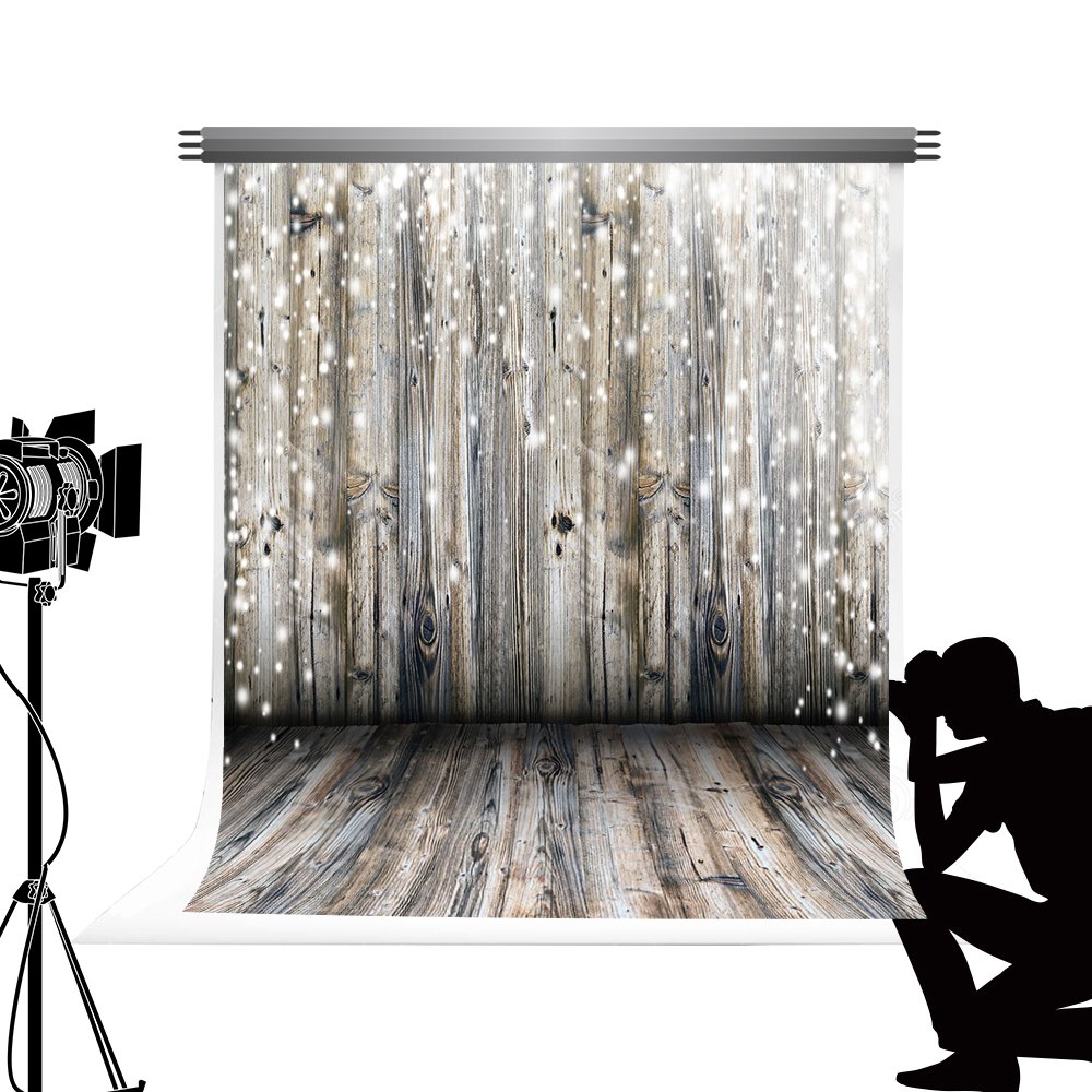 Kate Wood Floor Background Grey Bokeh Wooden Photo Backdrop Glitter Photographer Props for Newborn Fond Studio Photography 6.5x10ft/2x3m