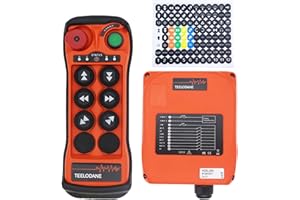 TEELODANE Q600 Industrial Wireless Crane Remote Control kit 6 Button 12v 24v Electric Lift Hoist Overhead Tower Bridge Transmitter Receiver with Emergency Stop…