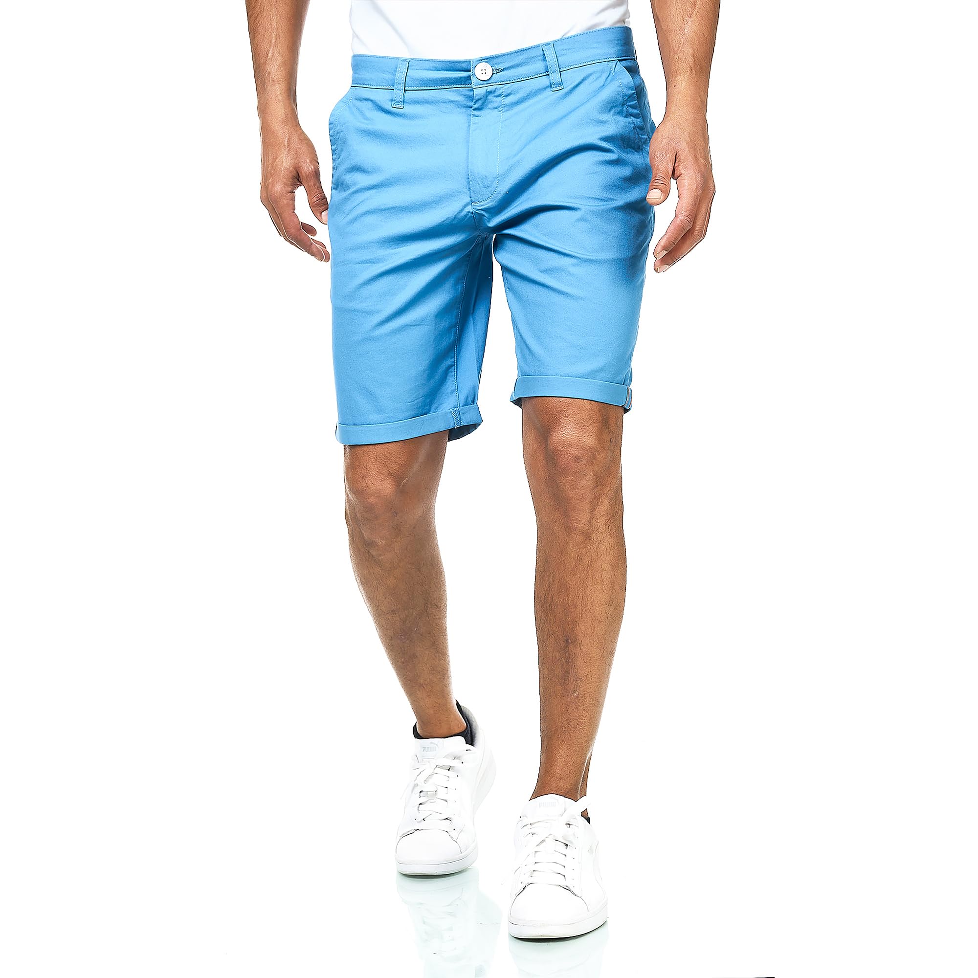Smith & Solo Kurze Hosen Herren - Chino Shorts Kurz Baumwolle, Bermuda Hose Sommer, Laufshorts Männer Sport Trainingshose (Blau, 30)