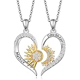 DAOSHANG Mother Daughter Necklaces 925 Sterling Silver Rose/Sunflower/Sun moon Heart Matching Pendant Family Jewelry Mom and Daughter Gift for Mom Mothers Day Birthday Present