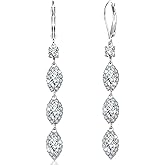 ALEXCRAFT 925 Sterling Silver Dangle Leverback Earrings for Women Trendy 14K Goldplated Hypoallergenic Lightweight Statement Long Cubic Zirconia Teardrop Dangling Earrings Brides Engagement Wedding