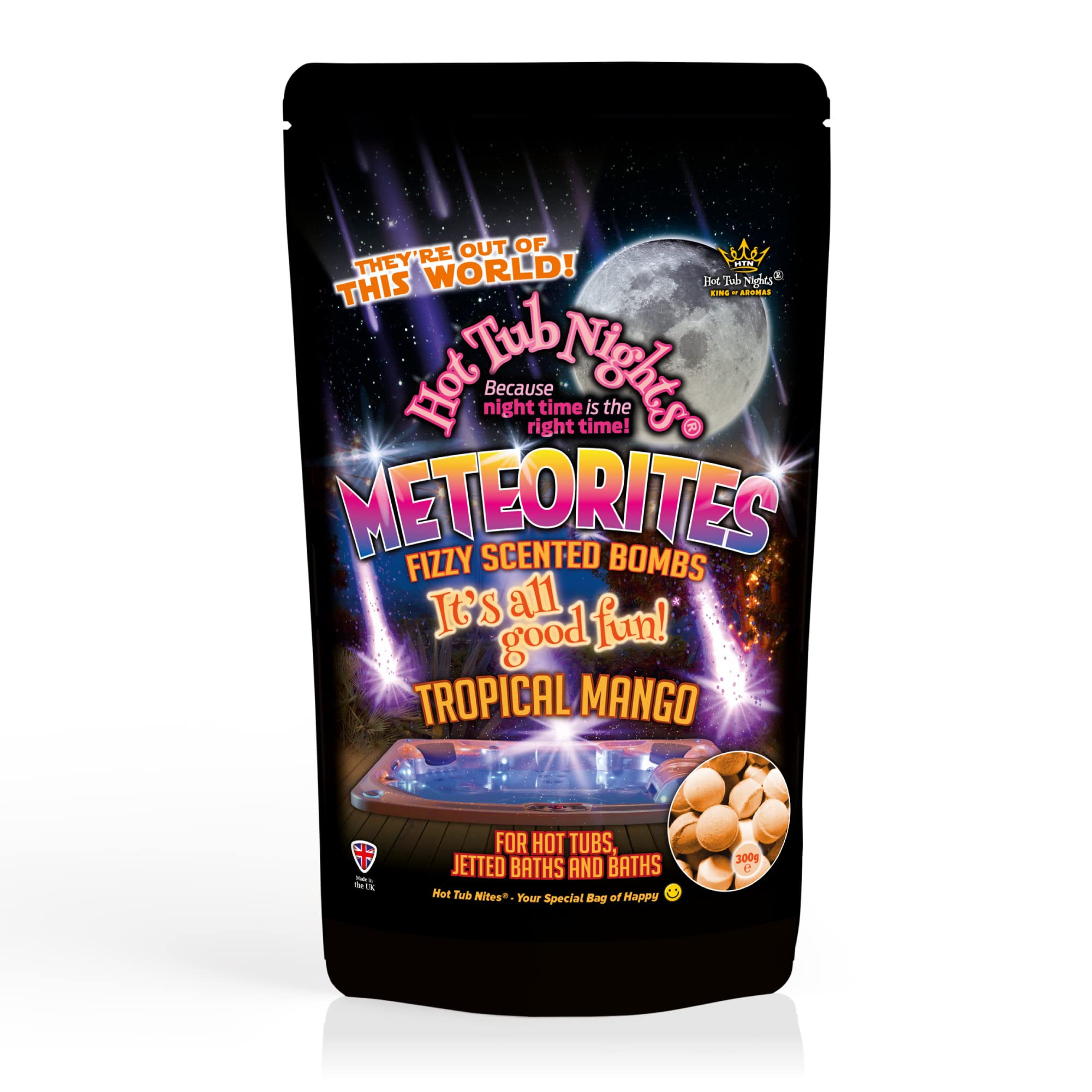 Hot Tub Nights Aromatherapy Meteorites, Fizzy Scented Bombs Tropical Mango 1 x (300g)