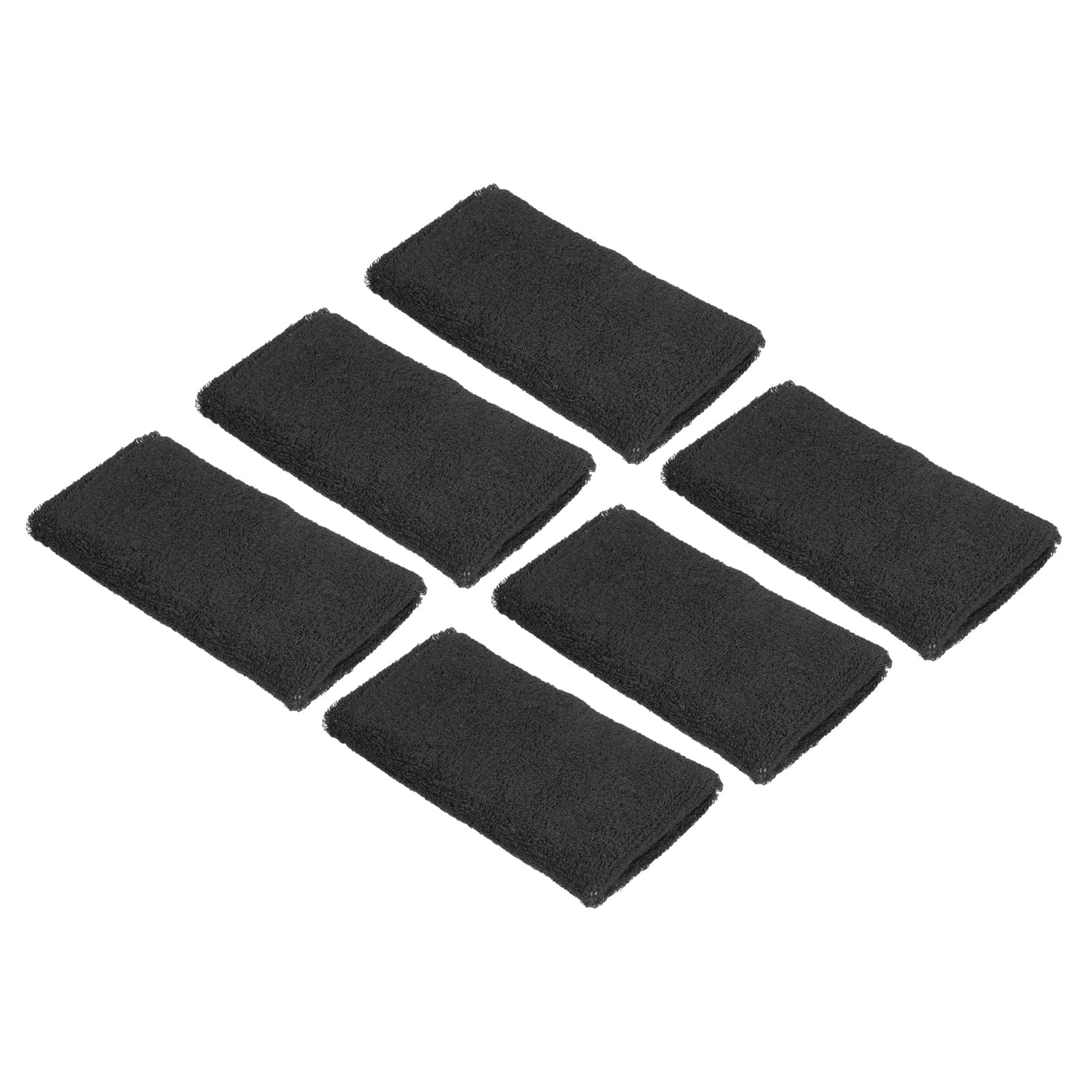 PATIKIL Sports Wristbands 8x15cm, 6 Pack Cotton Terry Cloth Absorbent Sweatband for Tennis Basketball Working Out Athletic Running, Black