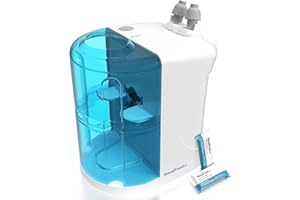 NASALFRESH MD - Dual Powered Nasal Irrigation System Nasal Rinse and Wash - Sinus Decongestant Relief System w/ 30 Saline Packets - Rechargeable - 1 Set of Nose Pillows - Snoring Remedy