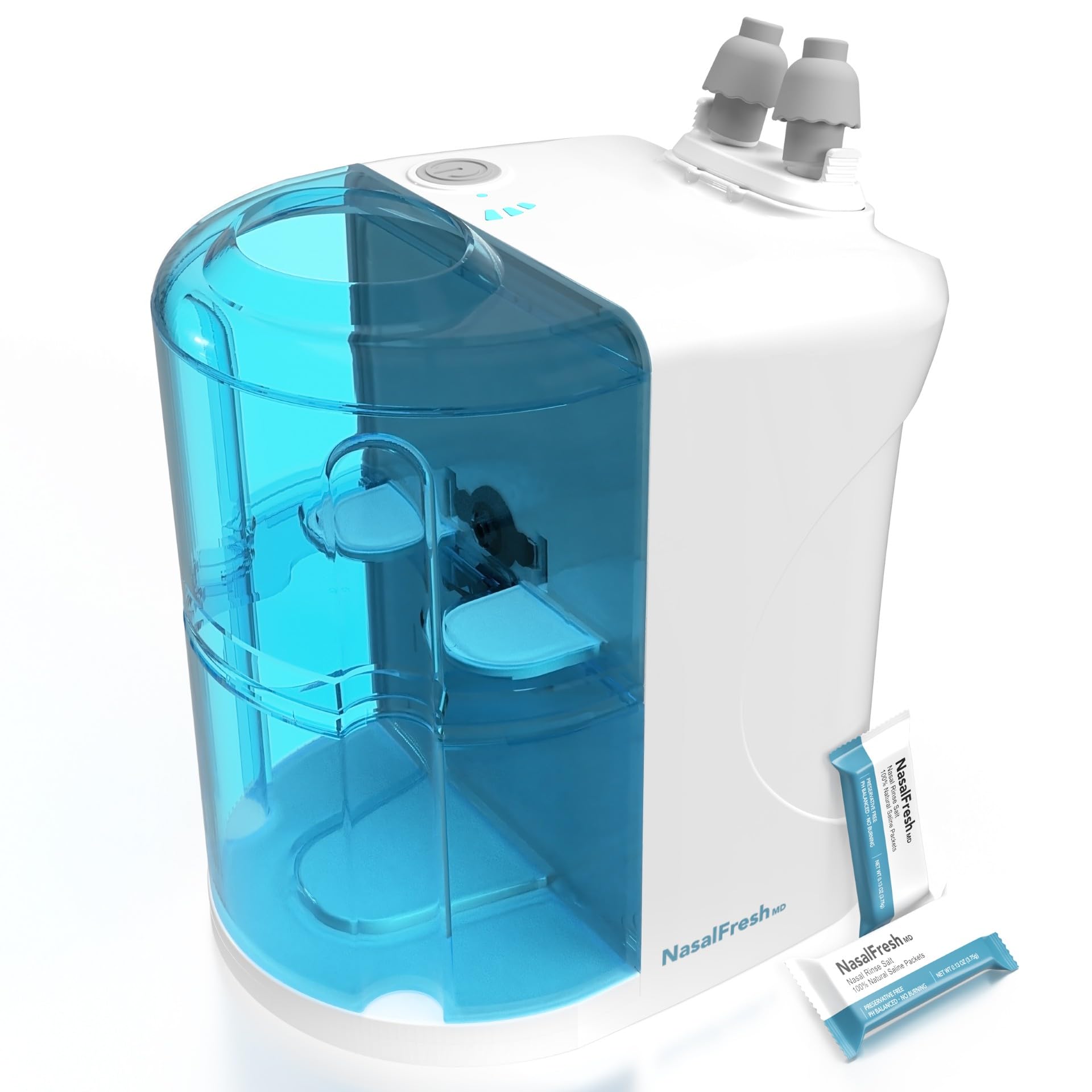 Photo 1 of NASALFRESH MD - Dual Powered Nasal Irrigation System Nasal Rinse and Wash - Sinus Decongestant Relief System w/ 30 Saline Packets - Rechargeable - 1 Set of Nose Pillows - Snoring Remedy