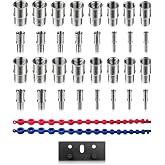 NAMOKA 32 Pcs Detachable Nut and Bolt Thread Checker Flexible Silicone Loop | 304 Stainless Steel Gauges, Identify Standard &amp; Metric Sizes, 2-in-1 Screw Size Finder for Tight Spaces &amp; Fixed Fasteners