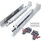 LONTAN 1 Pair Undermount Soft Close Drawer Slides 21 Inch Full Extension Drawer Glides with 3D Adjustable Lock Device and Rear Mounting Brackets,Concealed Bottom Mount Rails 100 LB Capacity