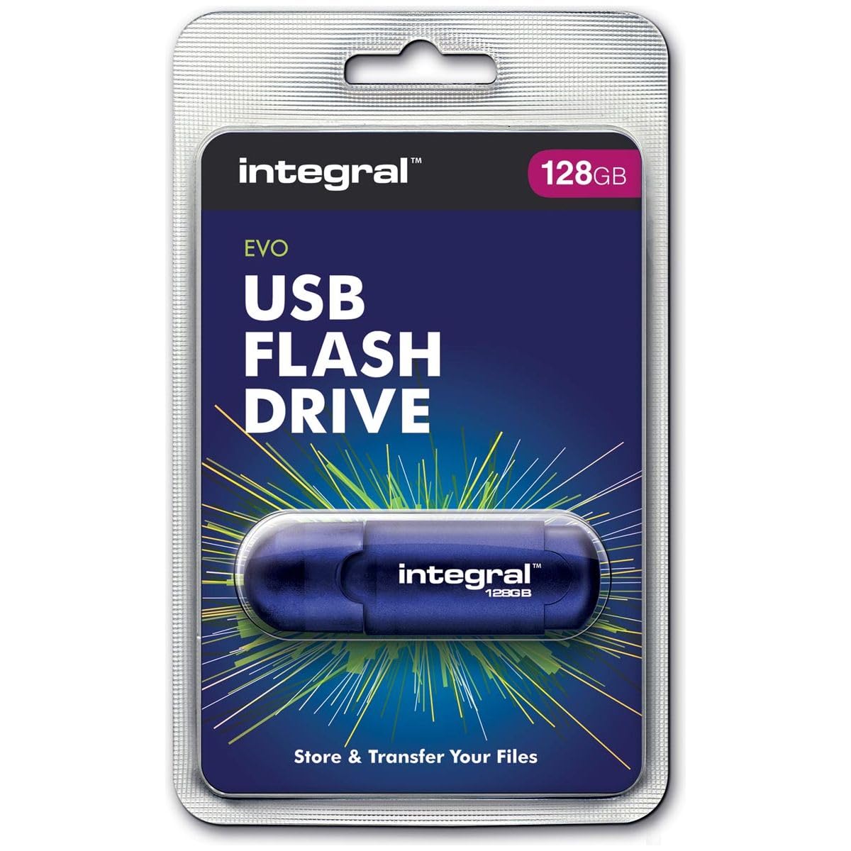 Integral INFD128GBEVOBL Memory Evo 128 GB USB 2.0 Flash Drive, Blue