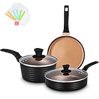 Pots and Pans Sets, Nonstick Cookware Set, Induction Pan Set, Chemical-Free Kitchen Sets, Saucepan, Frying Pan, Black,11…