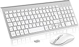 cimetech Wireless Keyboard Mouse Combo 2.4G Ultra-Slim Silent SilverWhite view 1