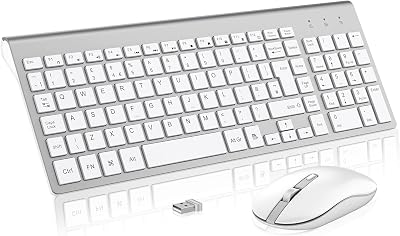 cimetech Wireless Keyboard Mouse Combo 2.4G Ultra-Slim Silent SilverWhite