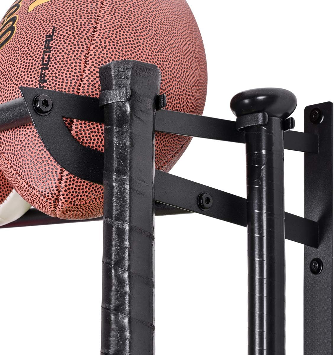 Sports Equipment Storage Rack for Baseball/Basketball/Football/Badminton/Golf/Yoga/Exercise Balls - Four Badminton Tennis Hold-2 Separate Storage Rack- Baseball/Softball Bat Rack/Bat Hooks: Sports & Outdoors