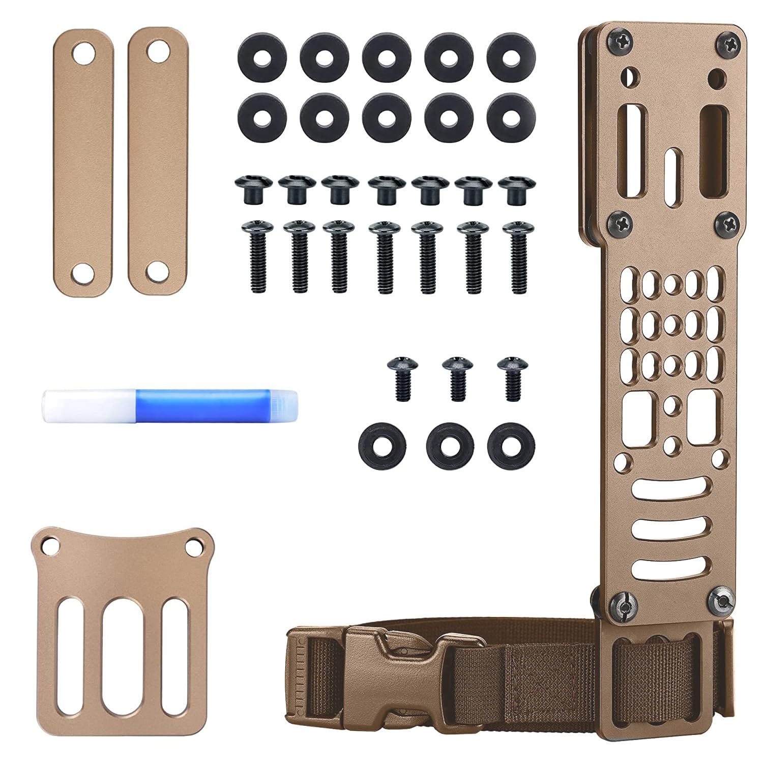 Zhongren Metal Modular Holster Adaptor Universal Expansion Board Adjustable Multi-Angle Hole Tactical Sinking Holster Drop Leg Hanging Plate Compatible Safariland QLS, G-CODE, Blackhawk Models (Tan)