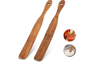 【2 PCS 11 inch】 Skinny Spurtle for Sourdough Starter, Sour Dough Stirring Stick, Scraping Spatula, Premium Hardwood Non-Stick