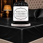 DECOLURE Satin Fitted Sheet Queen Size | Softer Than Silk | Luxury 1 Pc Set | Gentle on Hair &amp; Skin | Silky, Smooth Satin Weave | 15 In Deep Pocket w Corner Straps | Fitted Sheet Only | Black