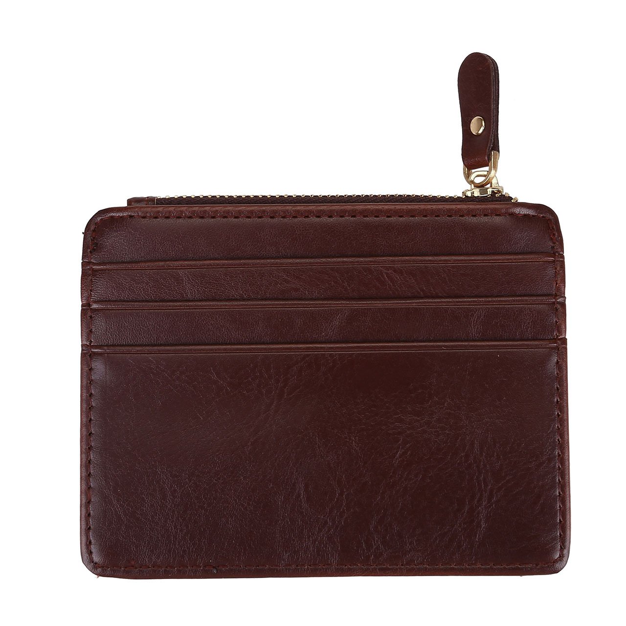 Faleto Portable Leather Credit Card Holder Wallet Bussniss Cards Holder Organizer for Men& Women With Zipper Pocket