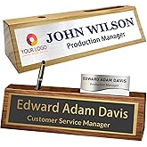 Custom Wooden Personalized Desk Name Plaque with Name Title - Office Desk Accessories & Gifts for Coworkers, Employees, Manager, Boss, Teacher