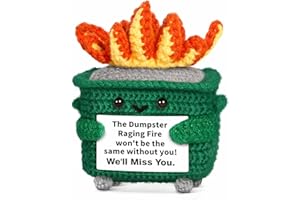 QUAINTIR Farewell Gifts for Coworkers, Retirement Gifts for Women Men - Handmade Crochet Dumpster Raging Fire, Coworker Leaving Going Away Goodbye Presents for Boss Friends Employees