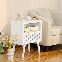 Lerliuo Rattan Nightstands set of 2 with Charging