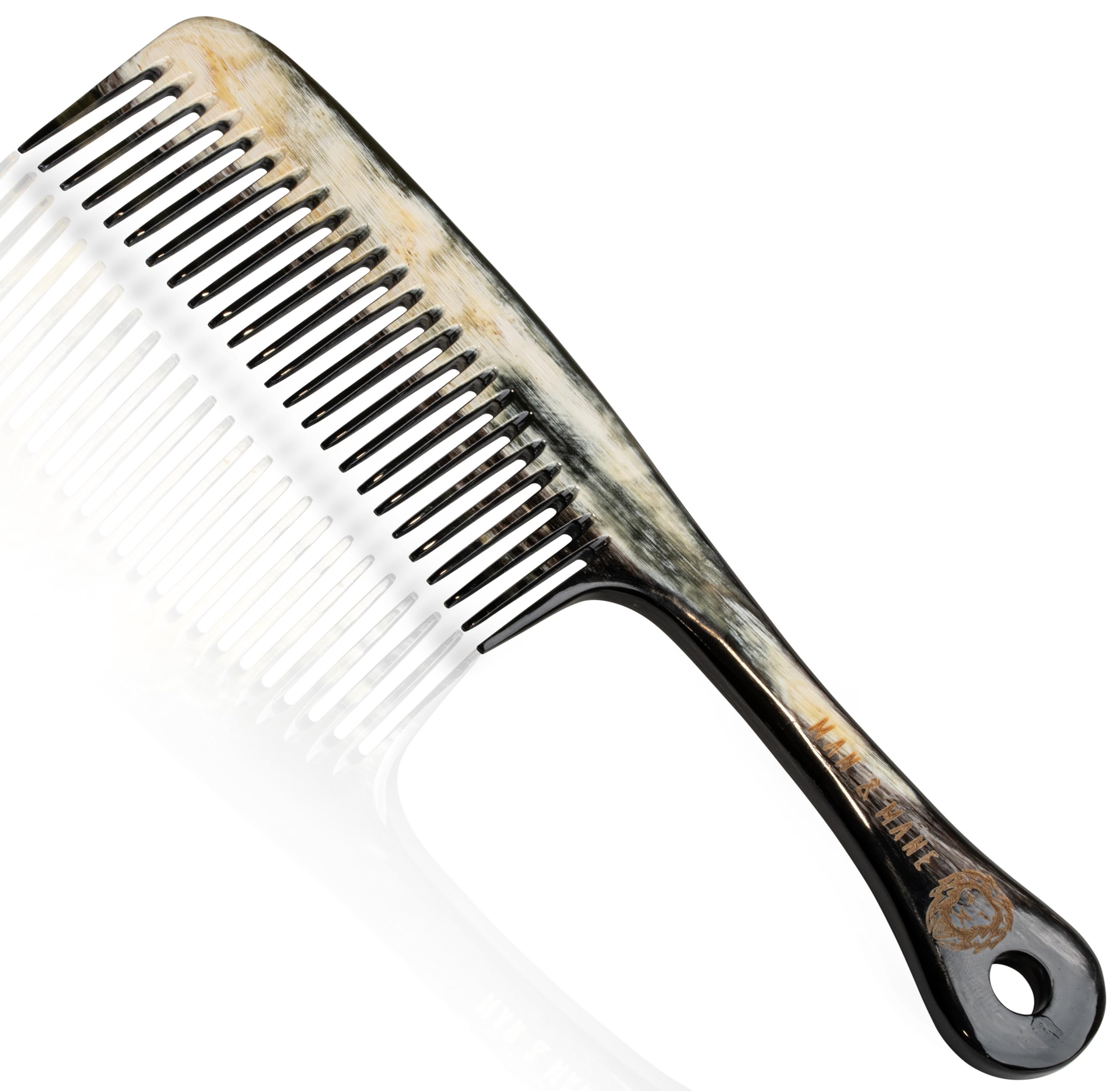 Premium Handmade Oxhorn Anti-static, Detangling & Shower comb, adds Lift & Volume by Man & Mane