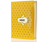 Mazeran Bee Shaped Combination Lock Journal, PU Leather Hard Cover Notebook Cute Diary, A5 Lined Password Locking Personal Planner Secret Organizer Gift for Girls Women Daughter