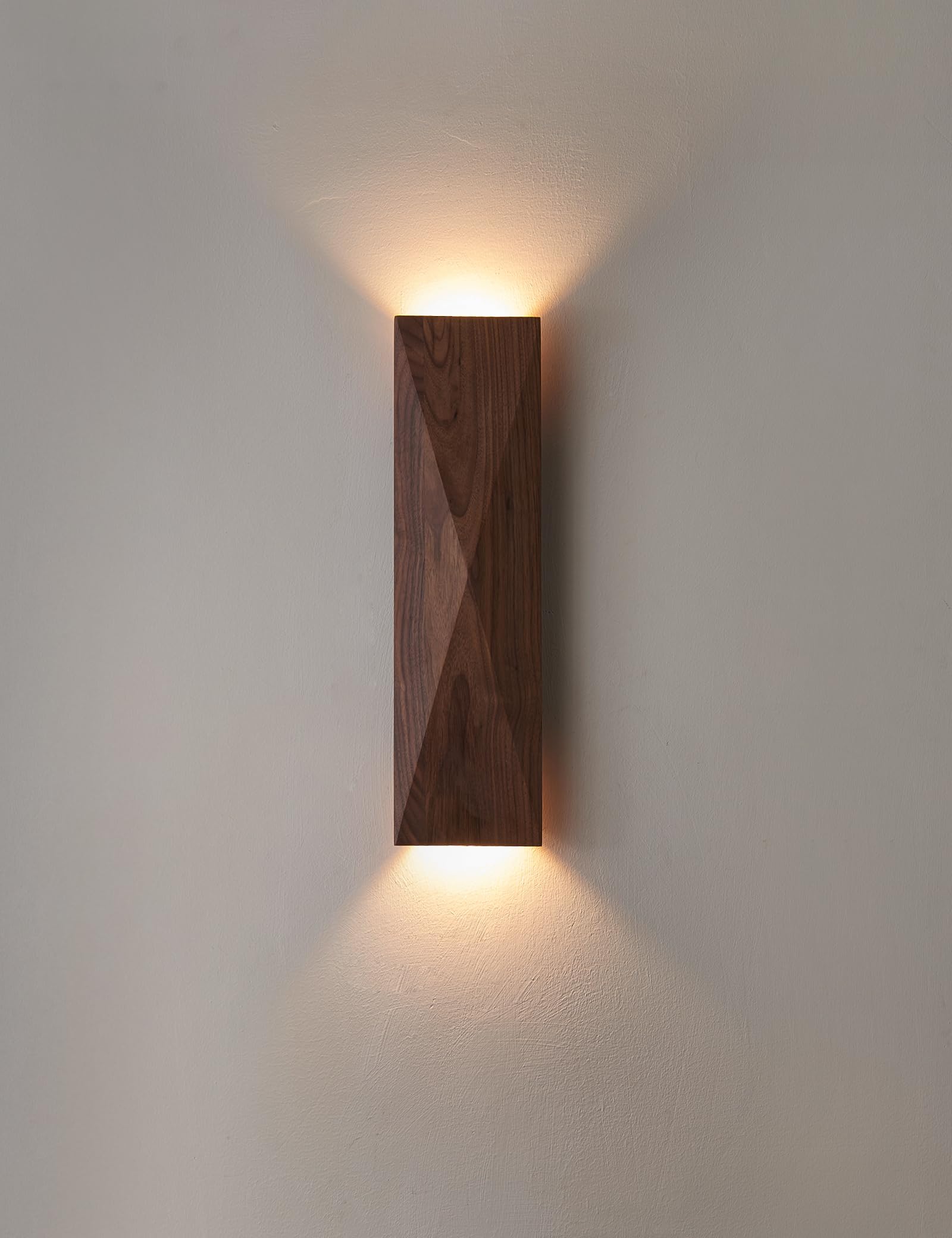 Photo 1 of Modern Walnut Wood Wall Sconce Light, Iron Frame, 15.74x3.94 Inch, G4 Bulbs, Contemporary Wooden Wall Mount Lamp for Living Room, Bedroom, Hallway (Wooden Wall Sconce)