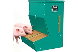 NUWJBYE Hog Feeder for Pigs, Heavy Duty Pig Feeder with Rainproof Lid, Self Feeder for Outdoor Use on Hog Farm, Homestead, or Pasture(2 Door)