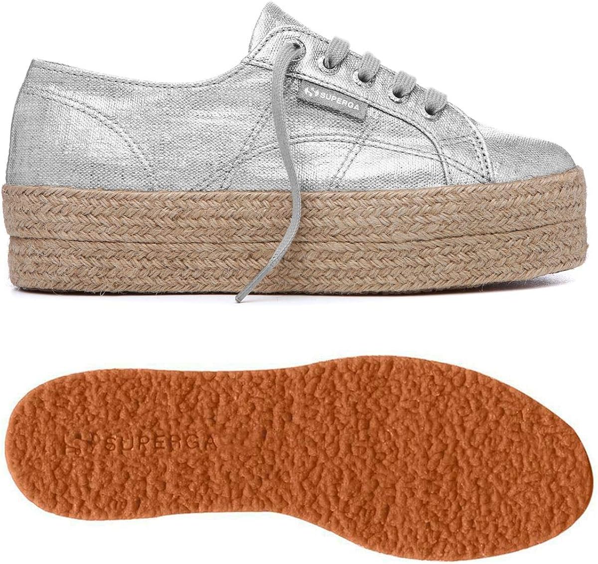 superga con zeppa argento