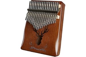 LYDESY Kalimba 17 Keys Thumb Piano for Beginners – Easy to Learn Solid Wood Mbira Instrument with Tuning Hammer & Gift Bag, Christmas special reindeer design gift for kids&adults