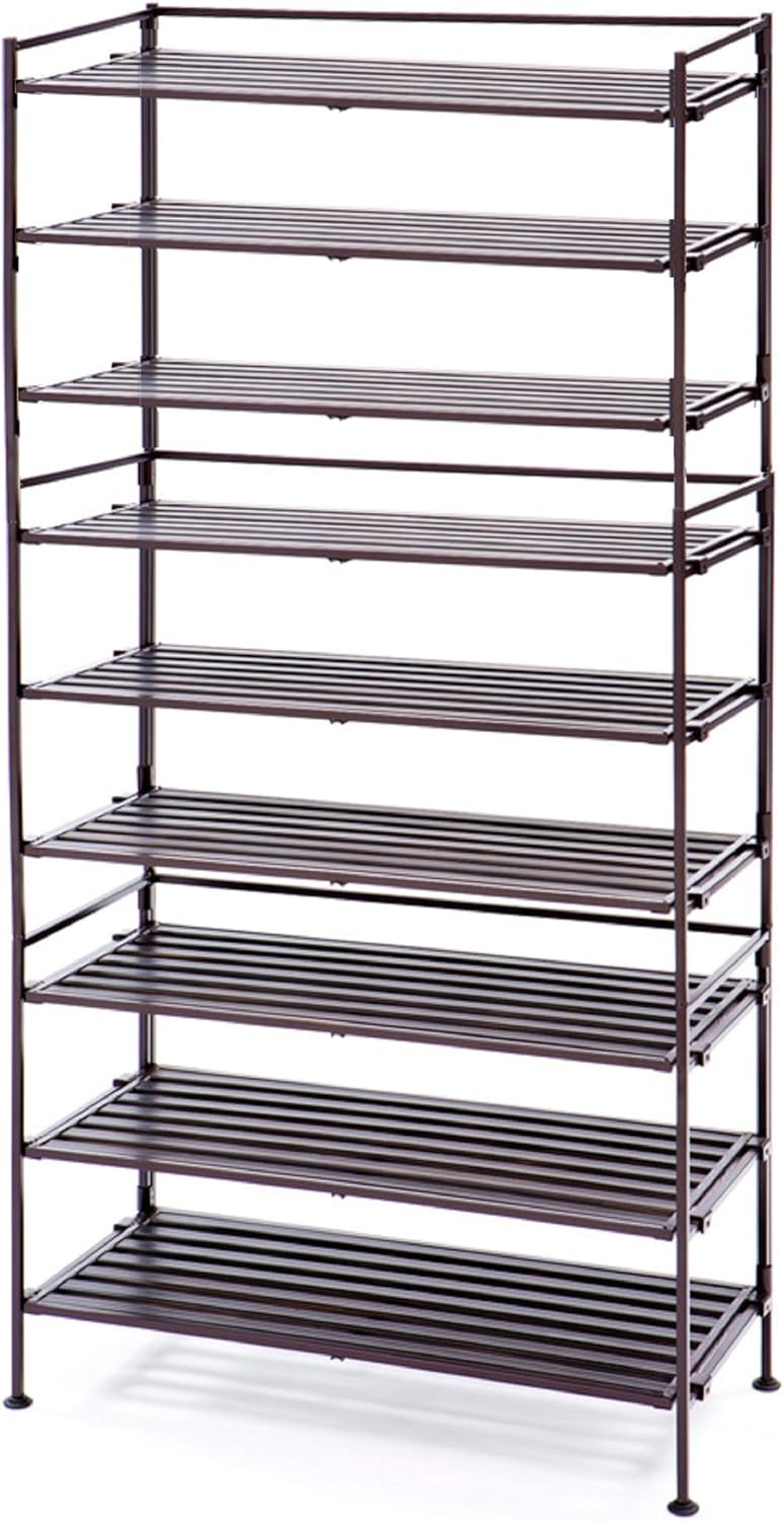 resin shoe rack on Seville Classics Shek15887 9 Tier Stackable 27 Pair Woodgrain Resin Shoe Rack 3 Pack Espresso Amazon Co Uk Kitchen Home