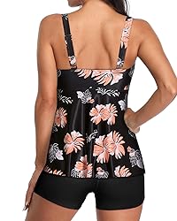Yonique Women 2 Piece Flowy Tankini Swimsuits with