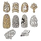 BMC 10pc Sample Variety Set of Silver Gold Metal Nail Polish Art Shields Cabochon Veils