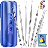 Pimple Popper Tool Kit, 6 Pack Professional Blackhead Remover Kit Risk-free Blackhead Extractor Tools Set for Removing Blackh
