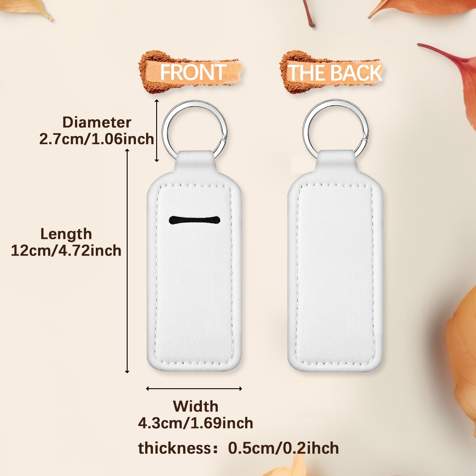 Anpuimult Sublimation chapstick holder blanks bulk Blank Neoprene lipstick holder keychain Travel for Women DIY Key Ring