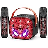Cool Mini Karaoke Machine Toys: Kids Toys Easter Birthday Gifts Age 3-12+ LED Portable Bluetooth Speaker with 2 Wireless Microphone Basket Stuffers Gift Toy for 4 5 6 7 8 9 Years Old Girls Boys