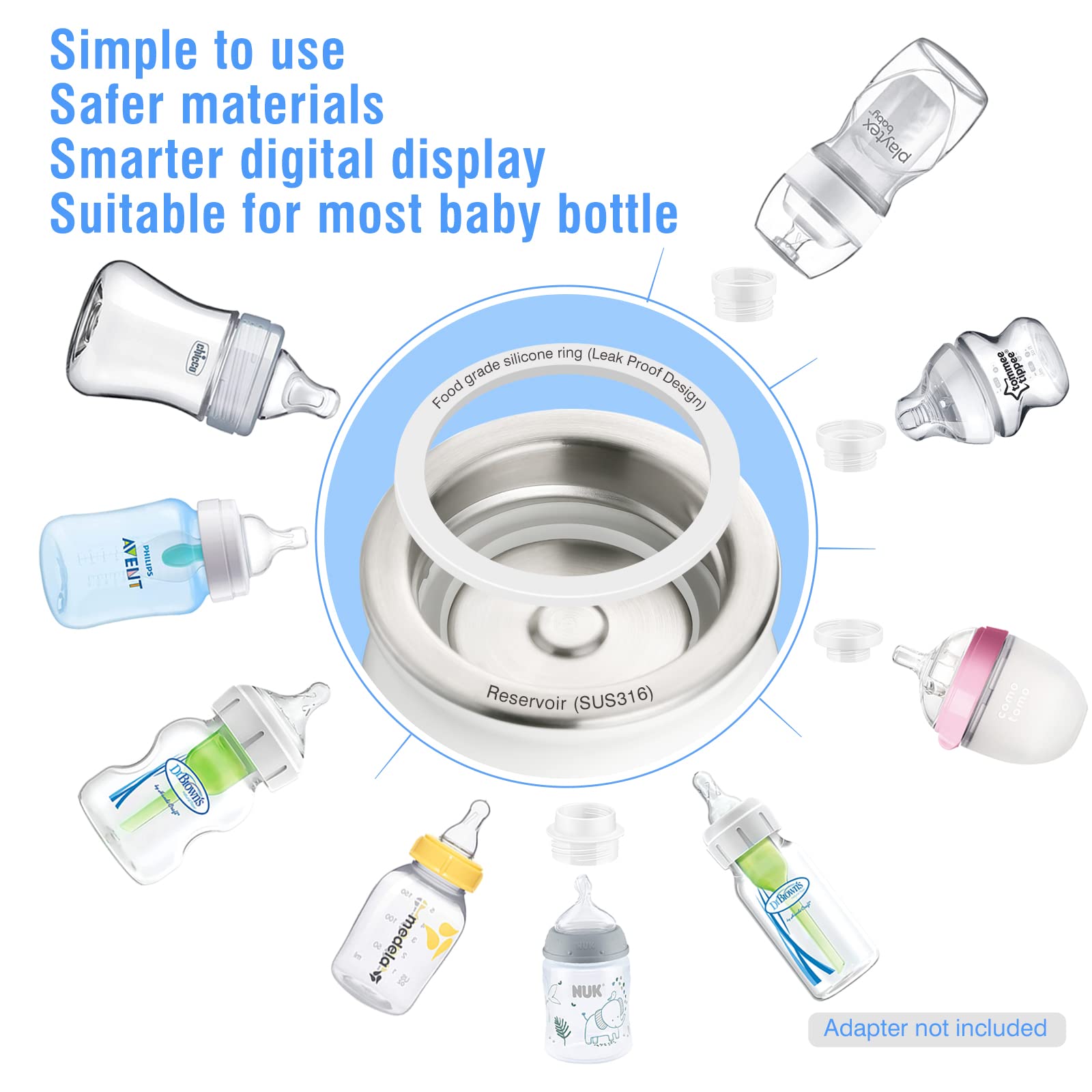 Little Bo Baby Portable Bottle Warmer, Travel Bottle Warmer for Breastmilk and Formula Bottle Warmer Digital Display Perfect Temperature Wireless BPA Free