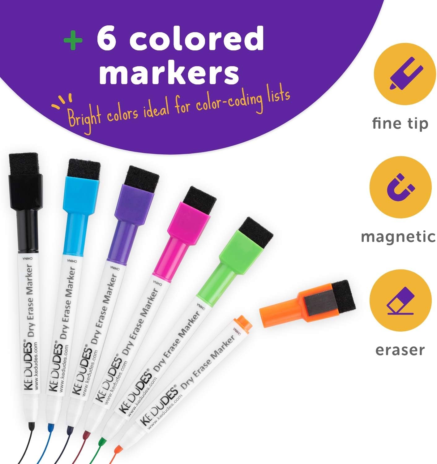 Magnetic 11’’ x 14’’ Small Dry Erase Board. Includes 6 Magnetic Dry Erase Markers, Assorted Colors. Great Whiteboard for Fridge, Locker, and More! : Office Products