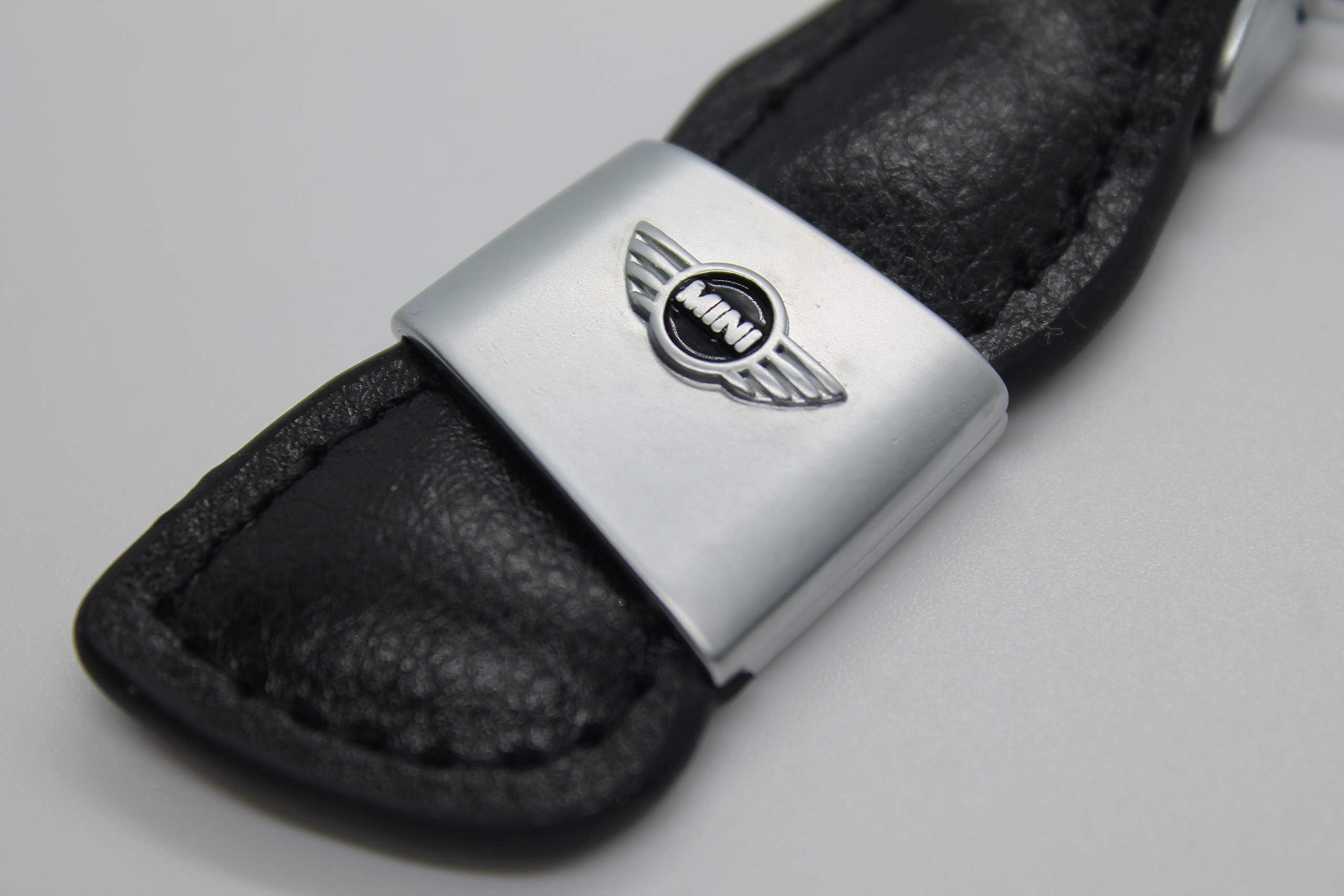 ELPCraft 2019 Leather Chrome Car Logo Keychain Compatible For Key Fob with Emblem Gift for Man and Women