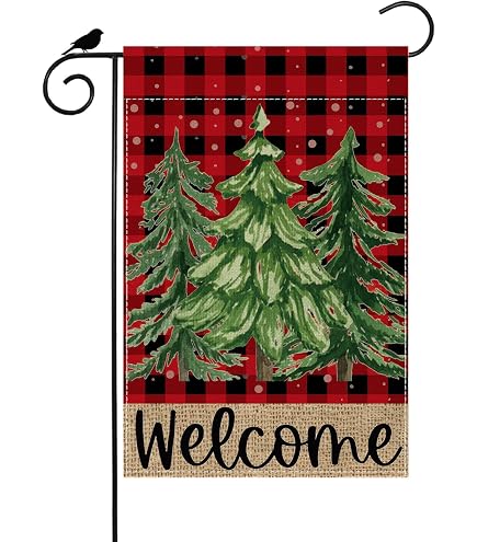 Christmas Tree Mailbox Cover - Magnetic, Buffalo Plaid With Snowflakes, Standard 18"x21" - View #8
