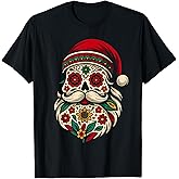 Cool Sugar Skull Santa Shirt Men, Mexican Santa Christmas T-Shirt