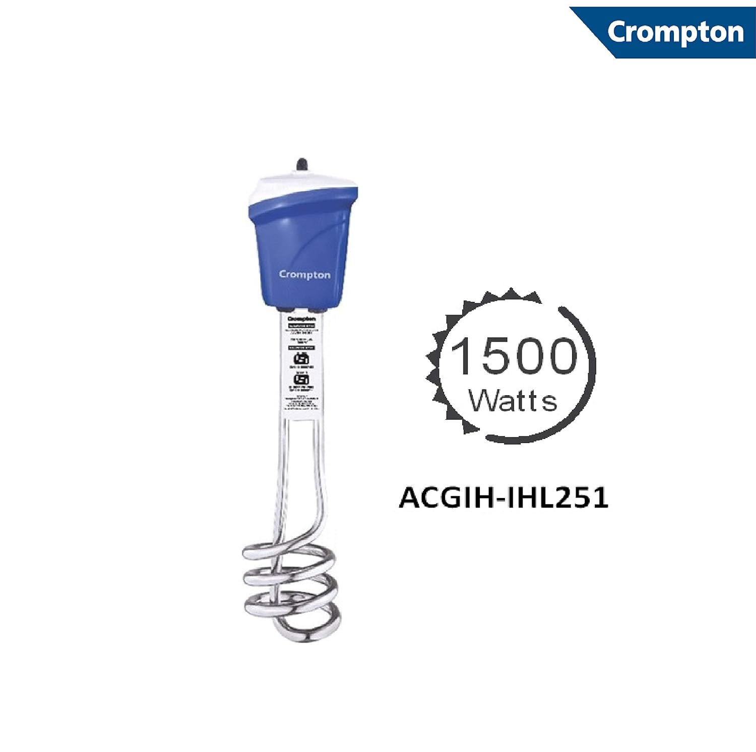 Crompton IHL251 1500 Watt Immersion Water Heater Blue