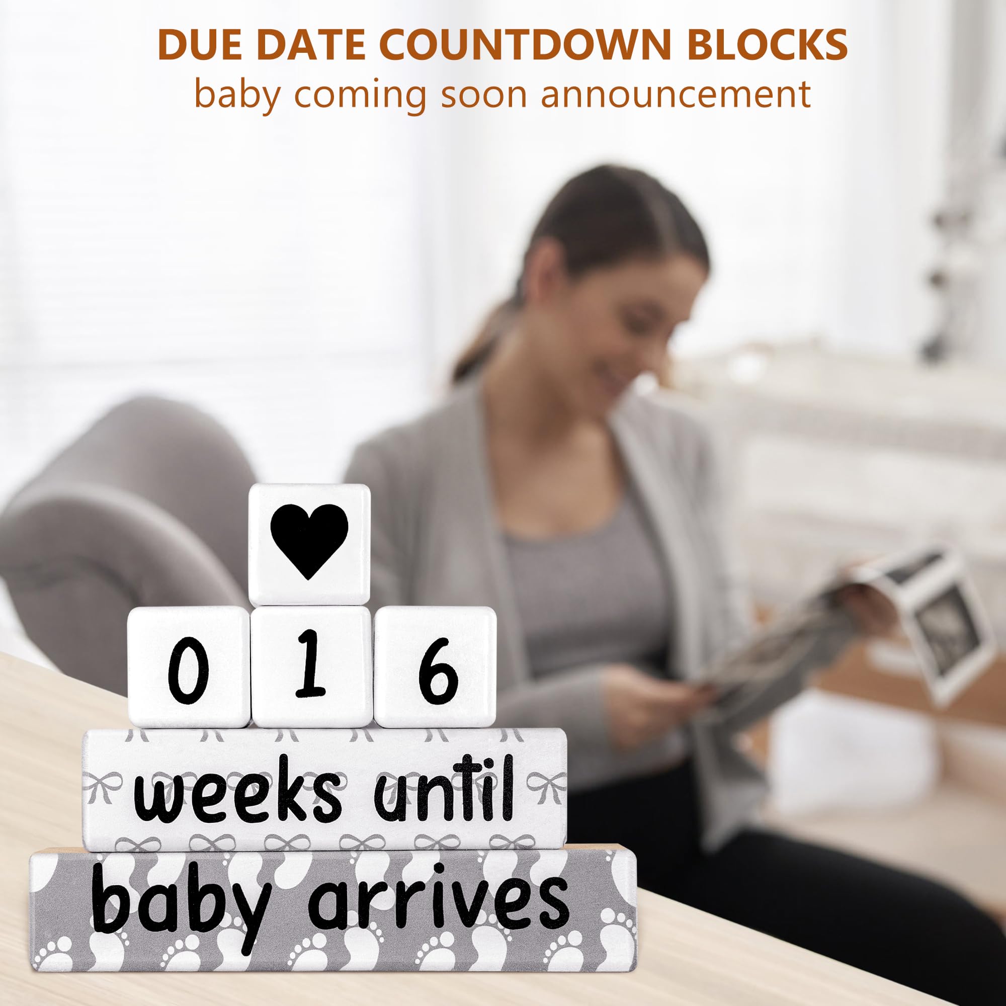 Pregnancy Announcement, Baby Reveal Countdown Due Date Blocks- Weeks/Days Until Baby Arrives, Announcing Pregnancy Countdown Blocks, Expecting Parents New Mom Gender Reveal Baby Shower Gifts