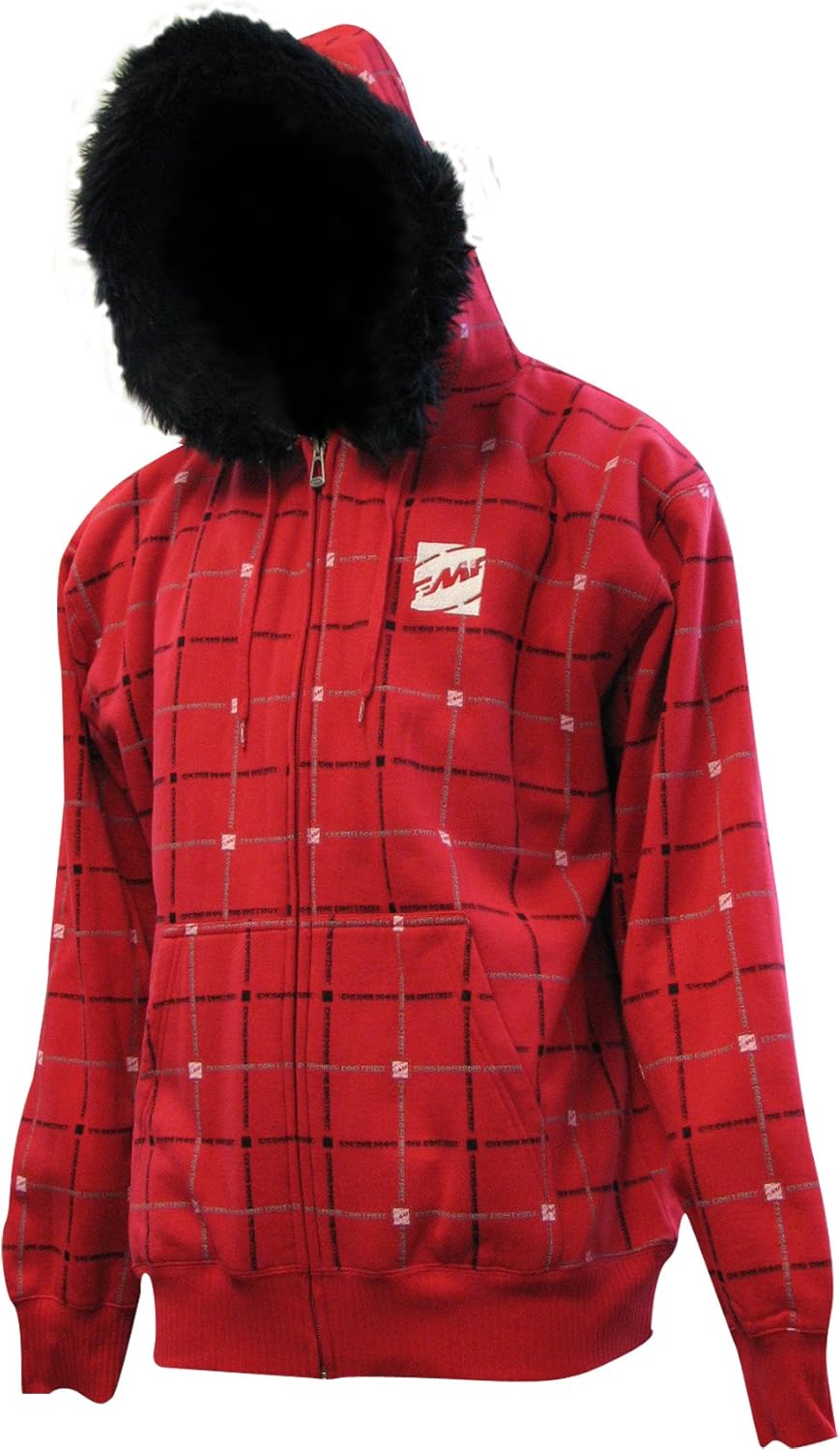 FMF International UNION Mens Fur-Lined Hooded Fleece Sweatshirt in Red - 2XLarge at Amazon Menâs 